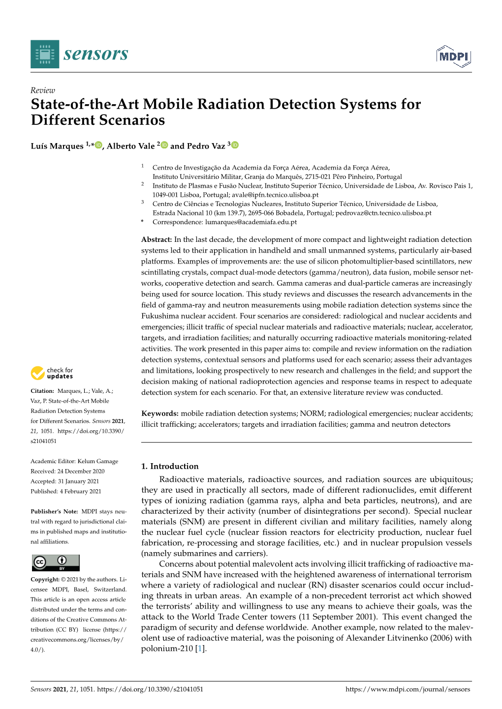 State-Of-The-Art Mobile Radiation Detection Systems for Different Scenarios