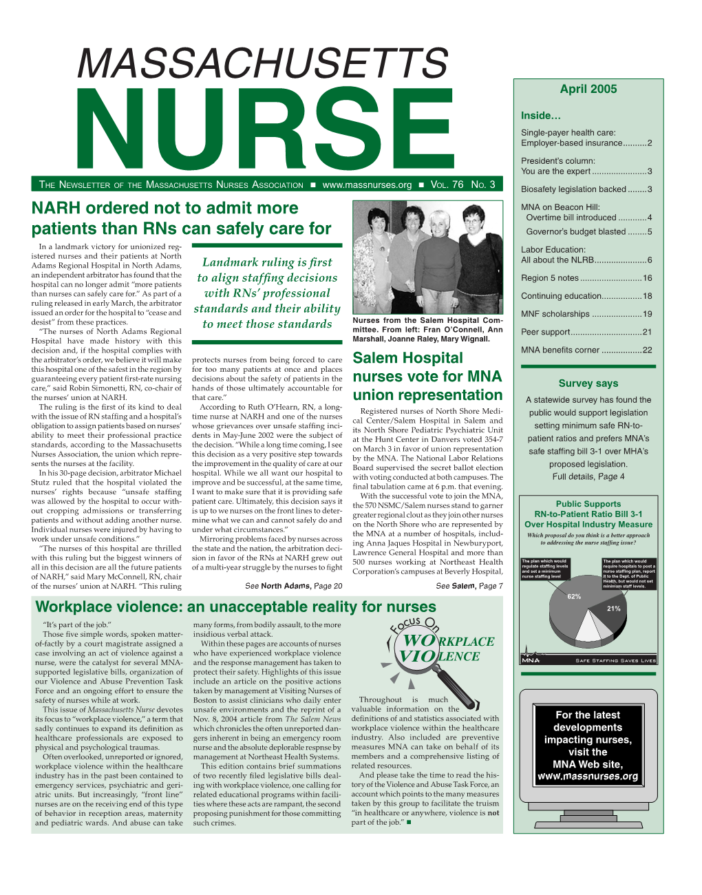 Massachusetts Nurse Newsletter :: April 2005
