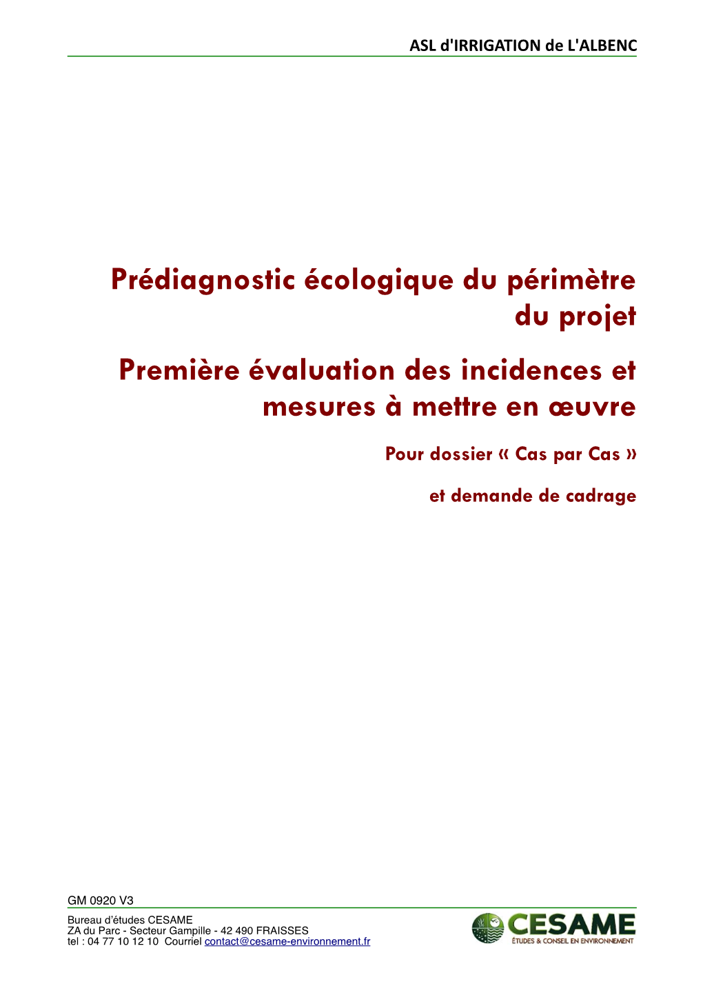 Prediagnostic Ecologique