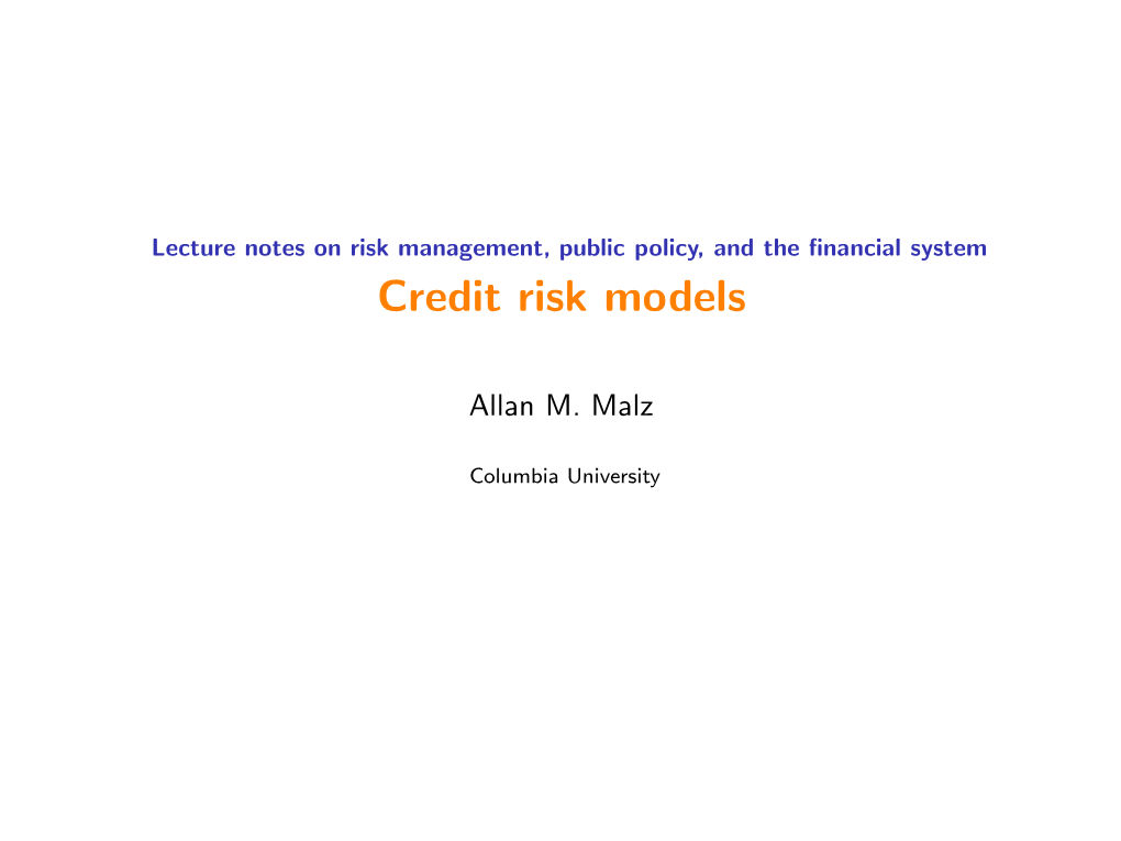 Credit Risk Models