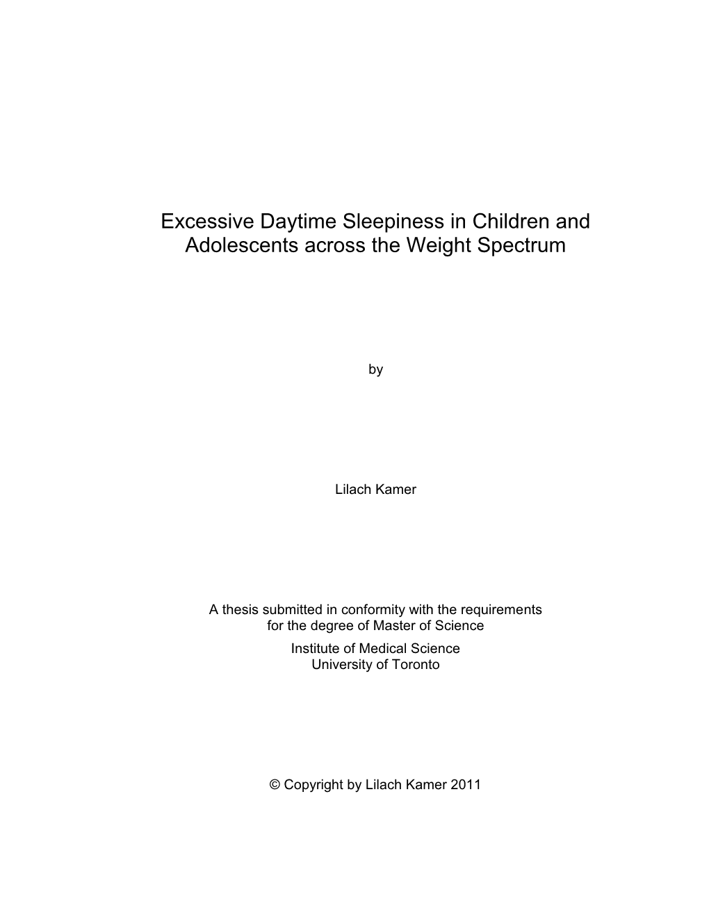 Excessive Daytime Sleepiness in Children and Adolescents Across the Weight Spectrum