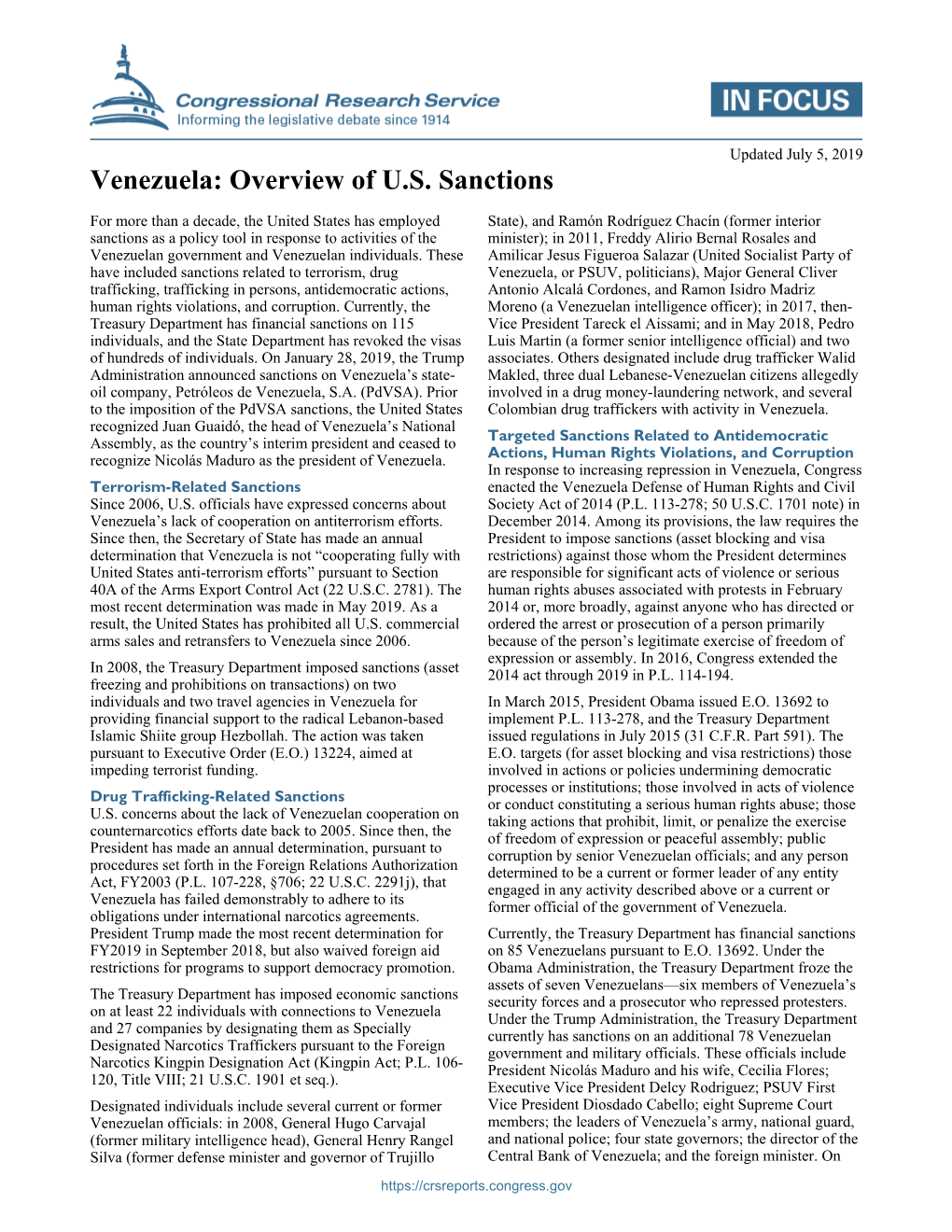 Venezuela: Overview of U.S. Sanctions