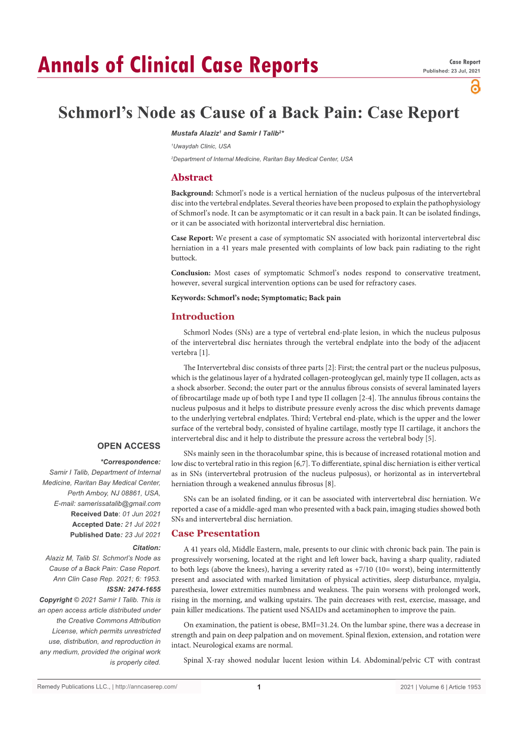 Schmorl's Node As Cause of a Back Pain