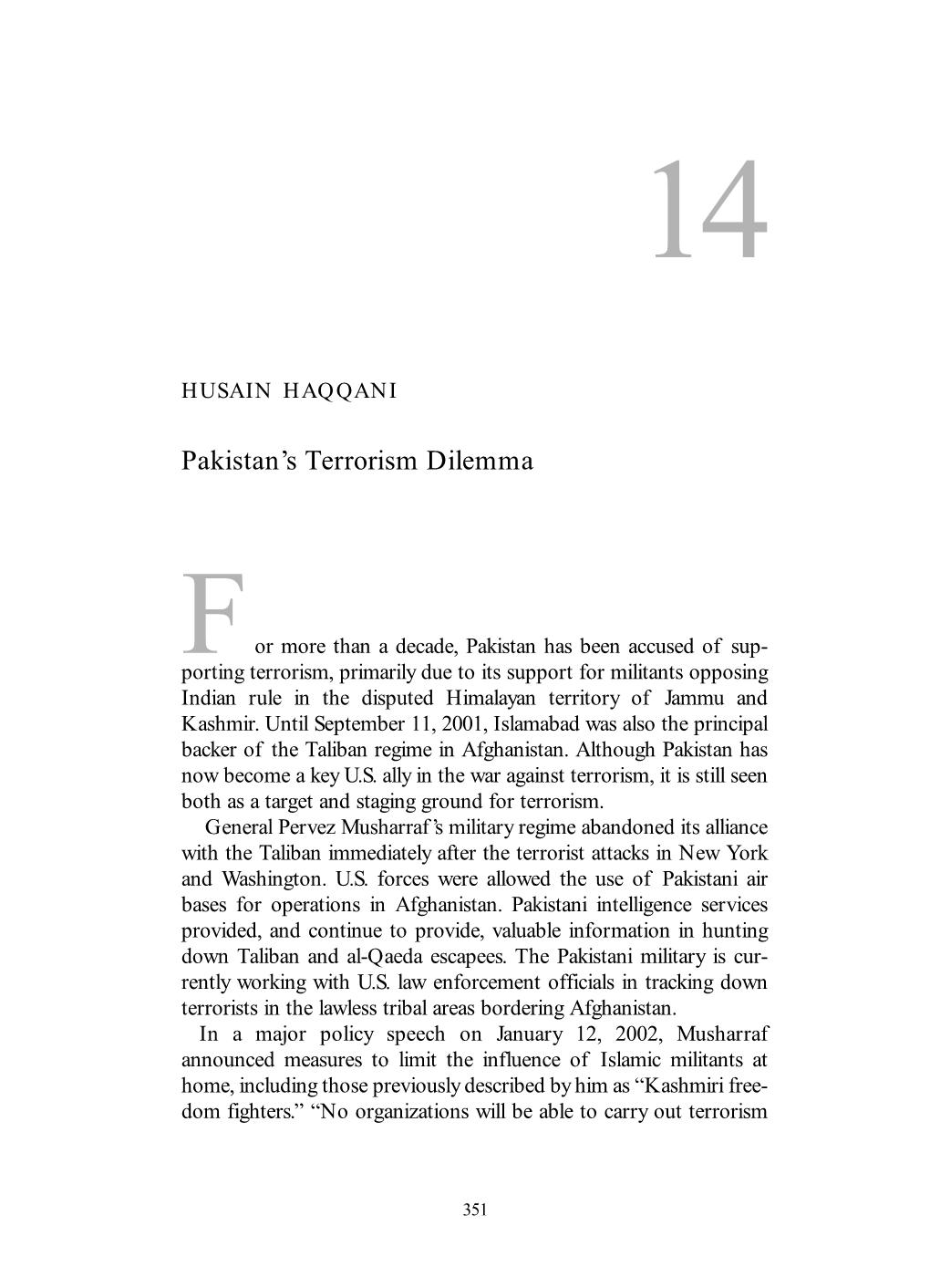 Pakistan's Terrorism Dilemma