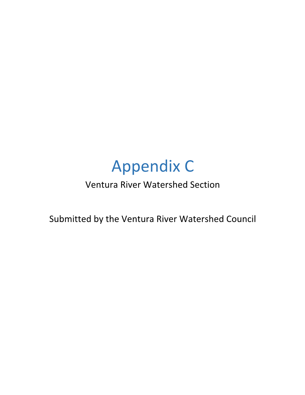 Appendix C Ventura River Watershed Section