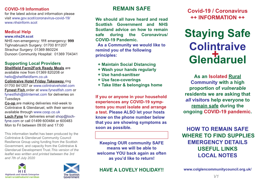 Staying Safe Colintraive Glendaruel