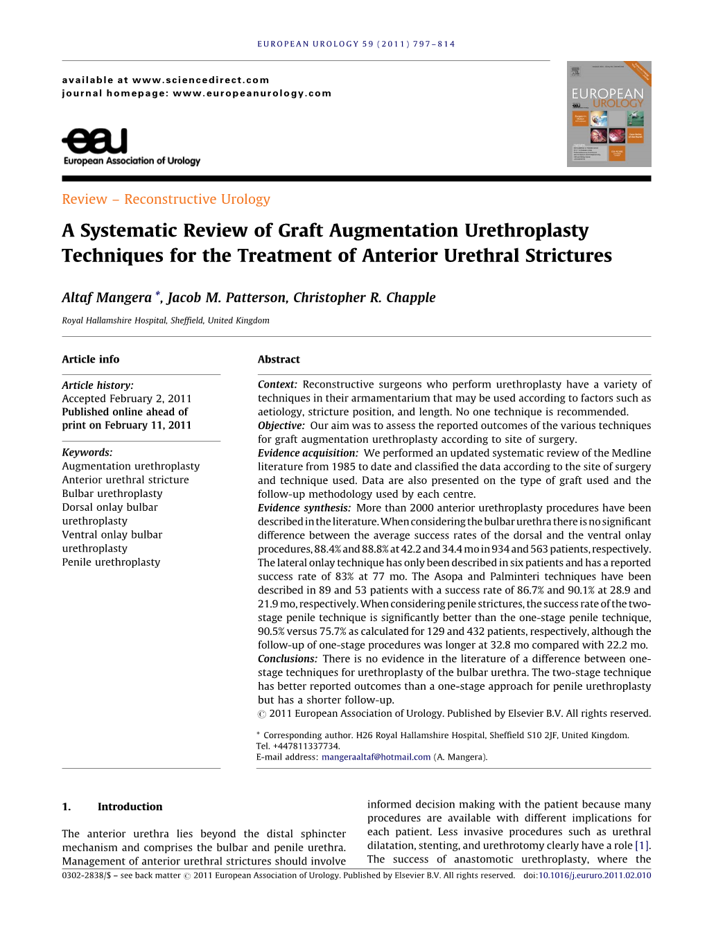 A Systematic Review of Graft Augmentation Urethroplasty Techniques for the Treatment of Anterior Urethral Strictures