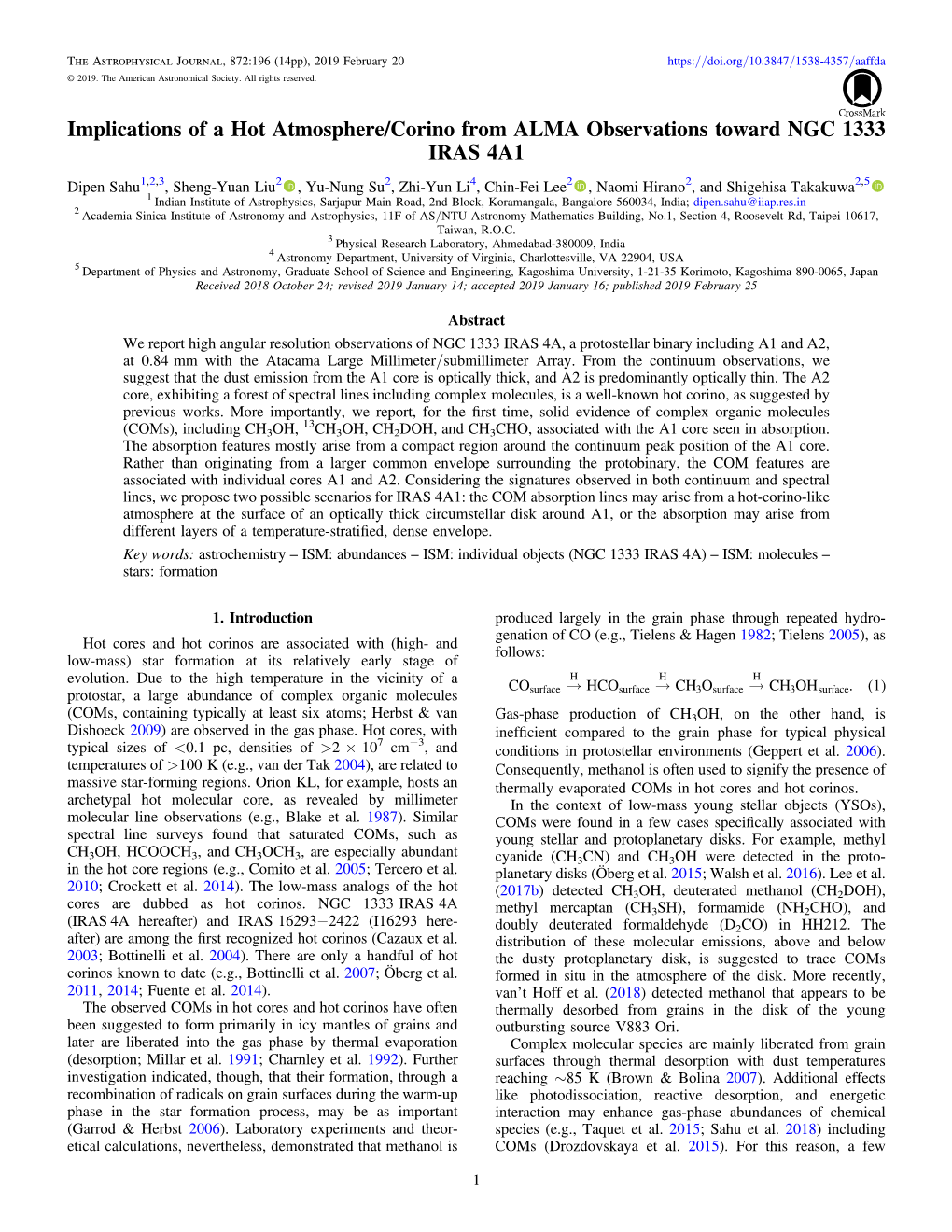 Implications of a Hot Atmosphere/Corino from ALMA Observations Toward NGC 1333 IRAS 4A1