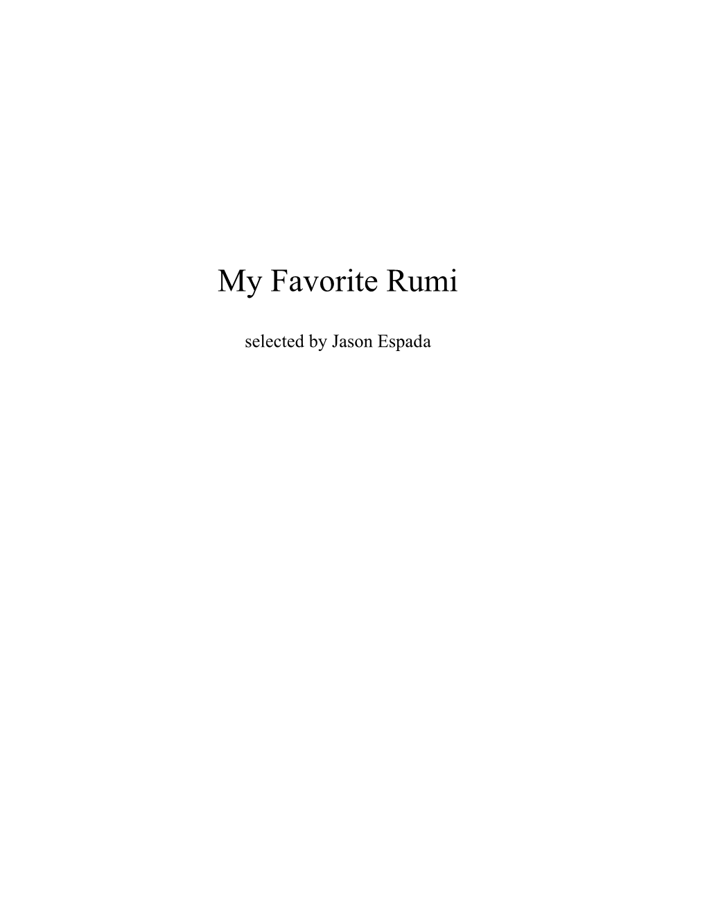 My Favorite Rumi