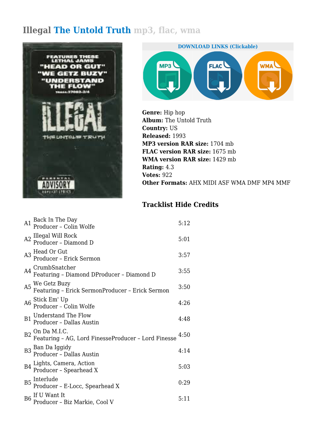 Illegal the Untold Truth Mp3, Flac, Wma