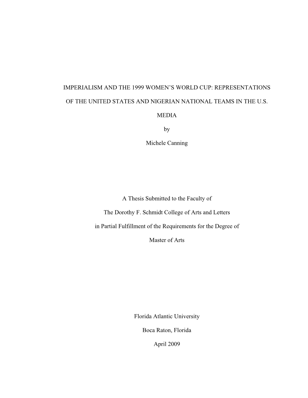 Imperialism and the 1999 Women's World Cup