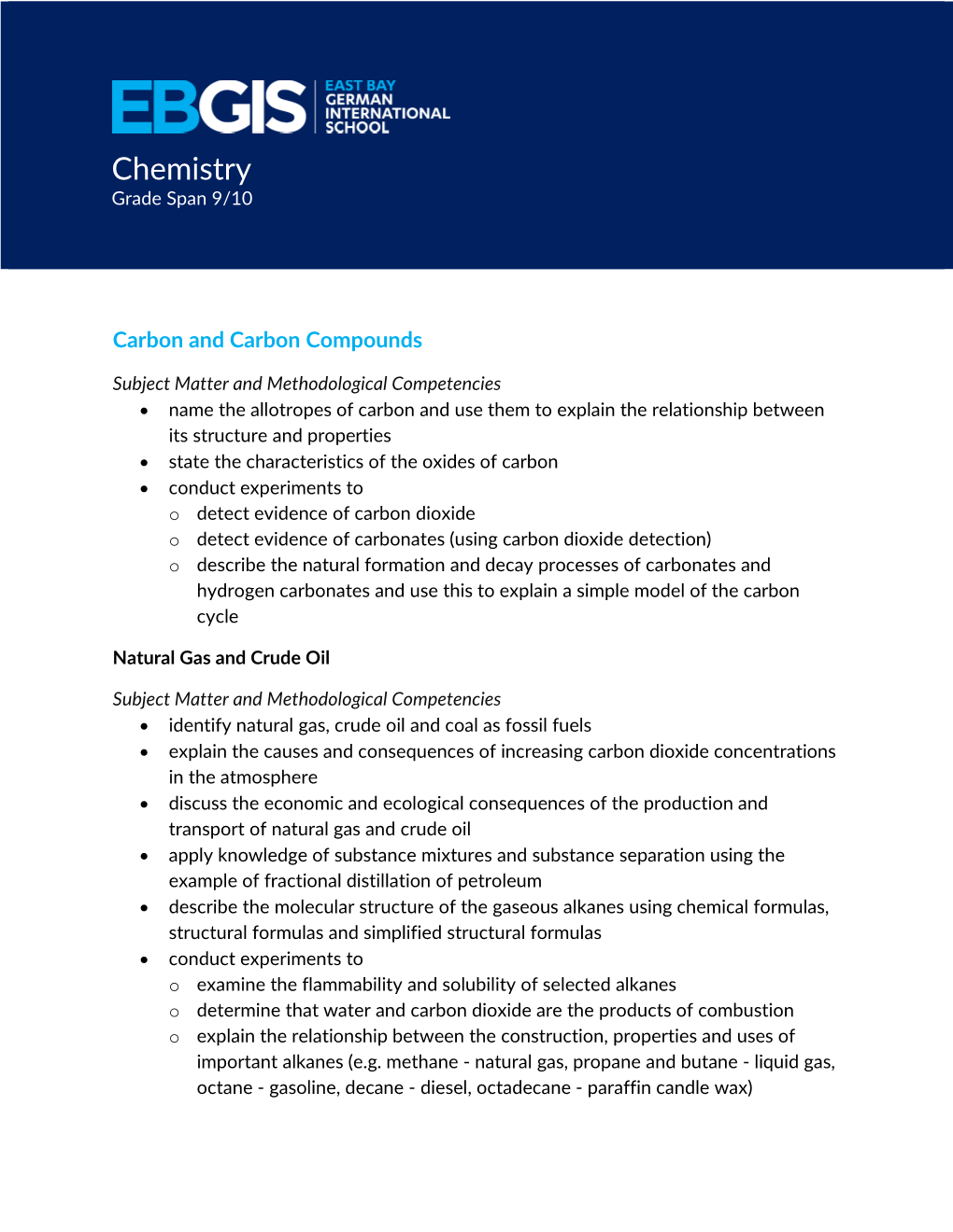 Chemistry Grade Span 9/10