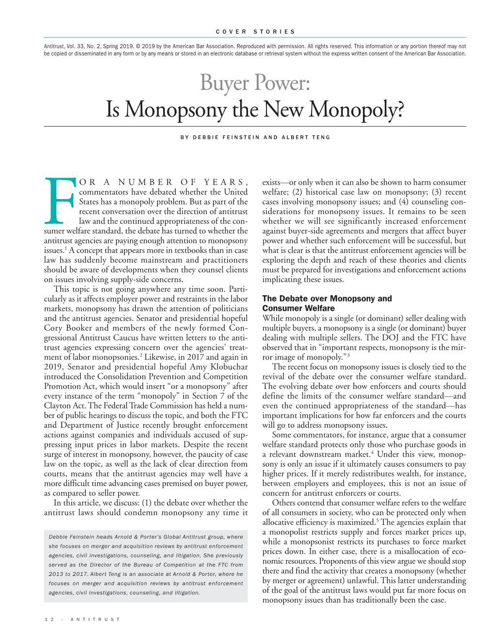 Buyer Power: Is Monopsony the New Monopoly?