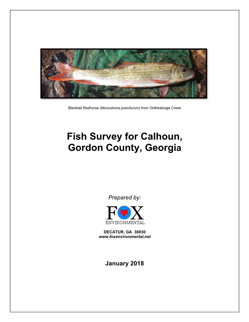 Fish Survey for Calhoun, Gordon County, Georgia