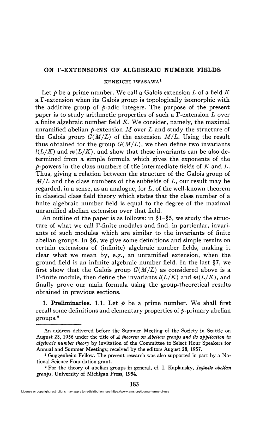 ON R-EXTENSIONS of ALGEBRAIC NUMBER FIELDS Let P Be a Prime