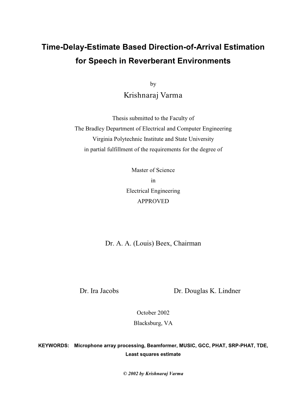 Estimation of Direction of Arrival of Acoustic Signals Using Microphone