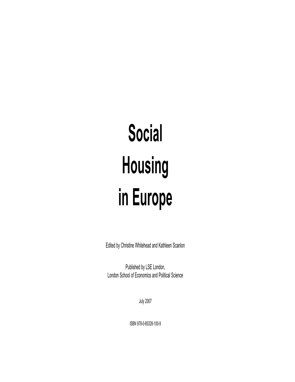 Social Housing in Europe