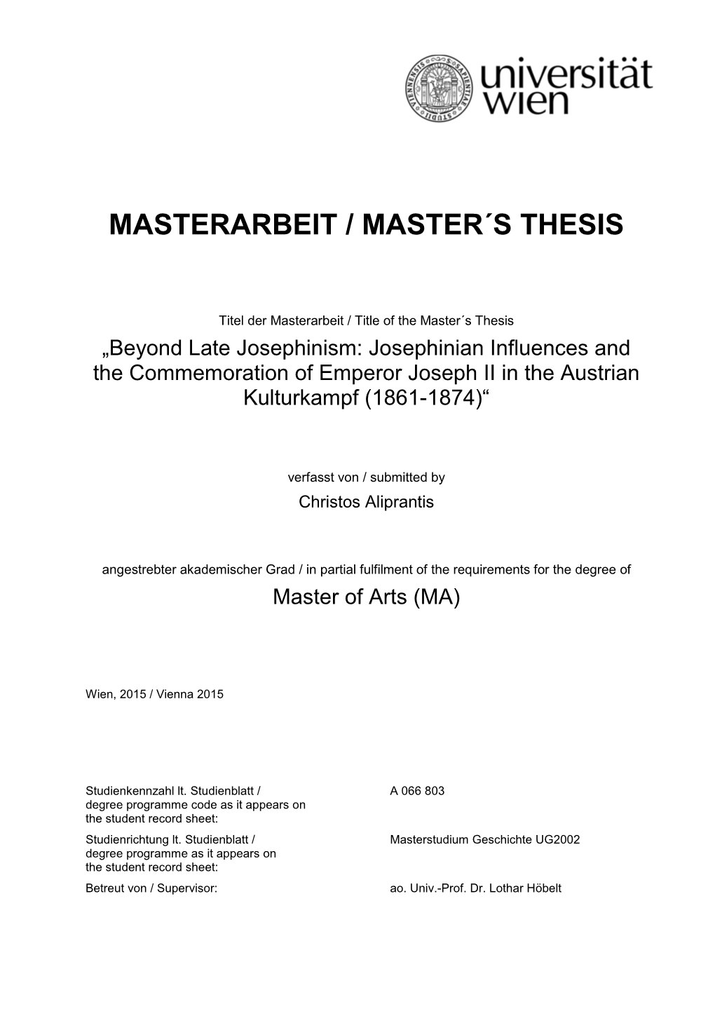 Masterarbeit / Master´S Thesis