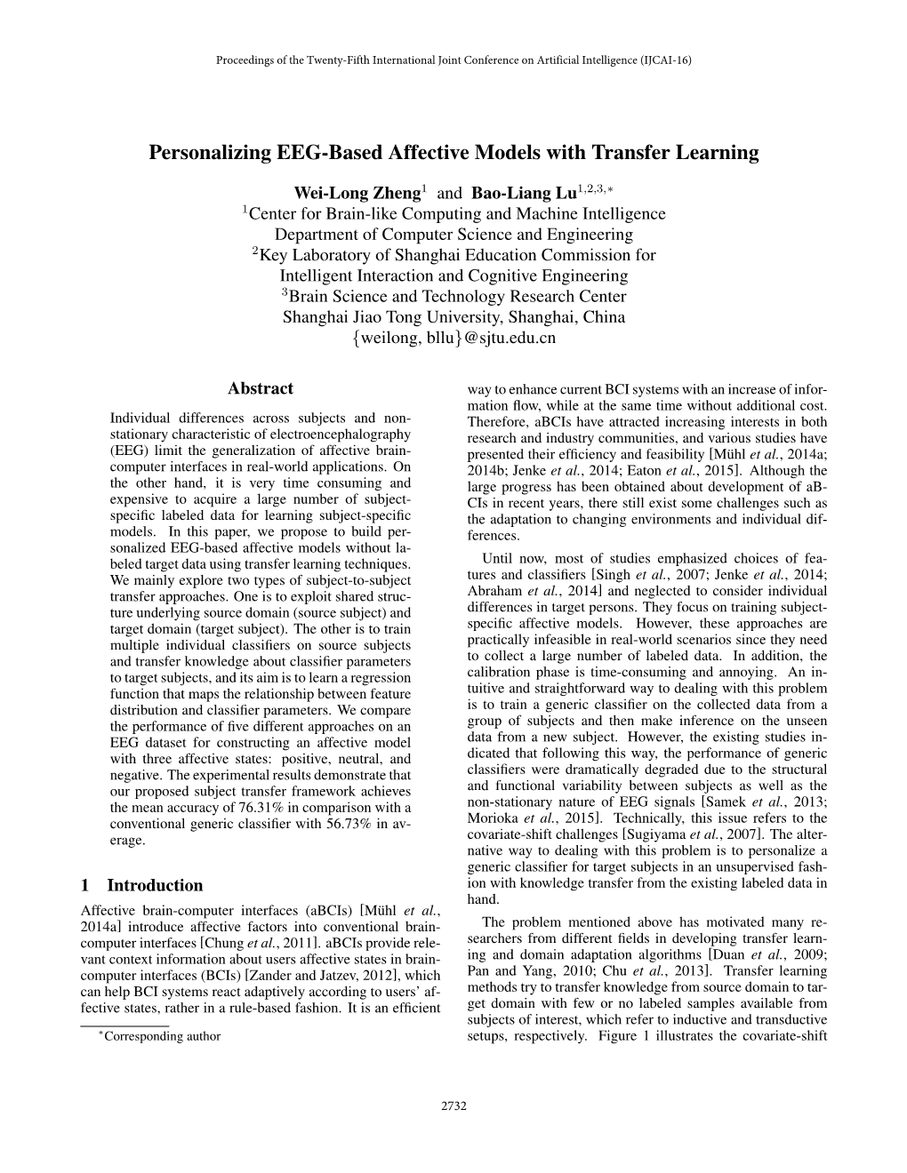 Personalizing EEG-Based Affective Models with Transfer Learning