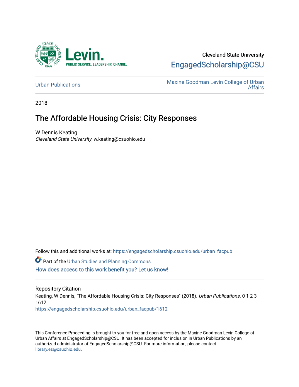 The Affordable Housing Crisis: City Responses