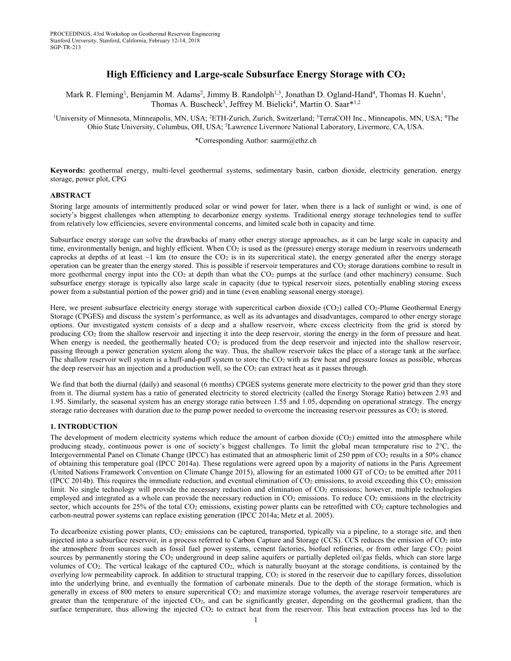 High Efficiency and Large-Scale Subsurface Energy Storage with CO2