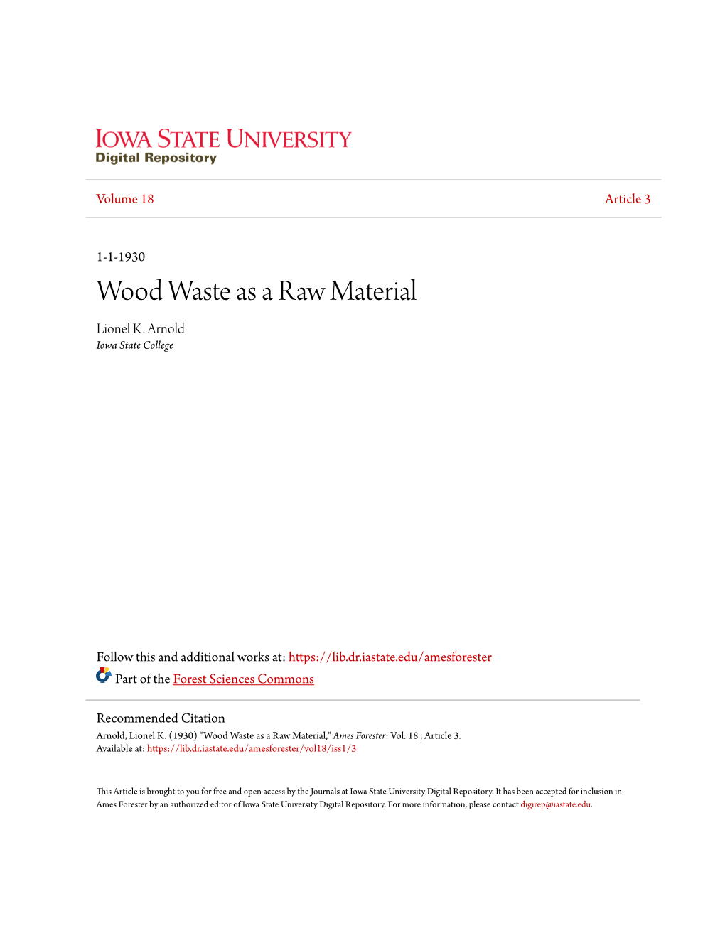 Wood Waste As a Raw Material Lionel K