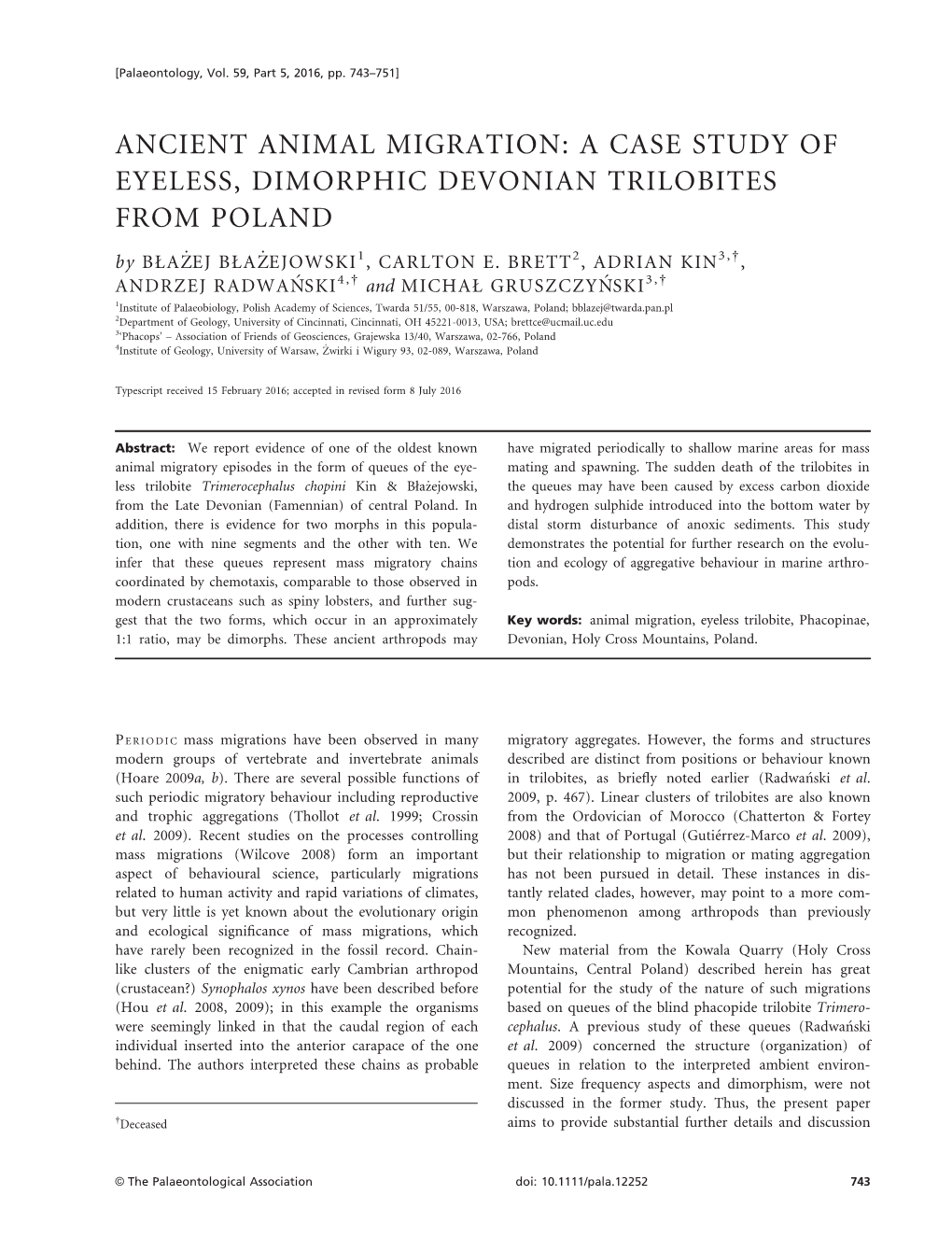 A Case Study of Eyeless, Dimorphic Devonian Trilobites from Poland