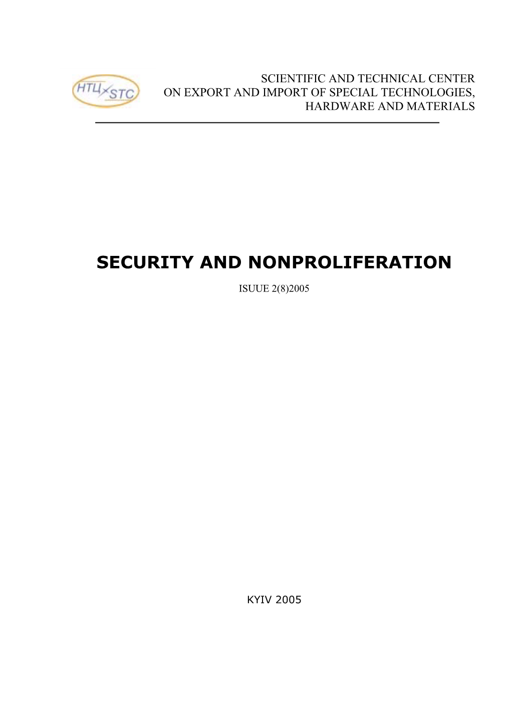 Security and Nonproliferation