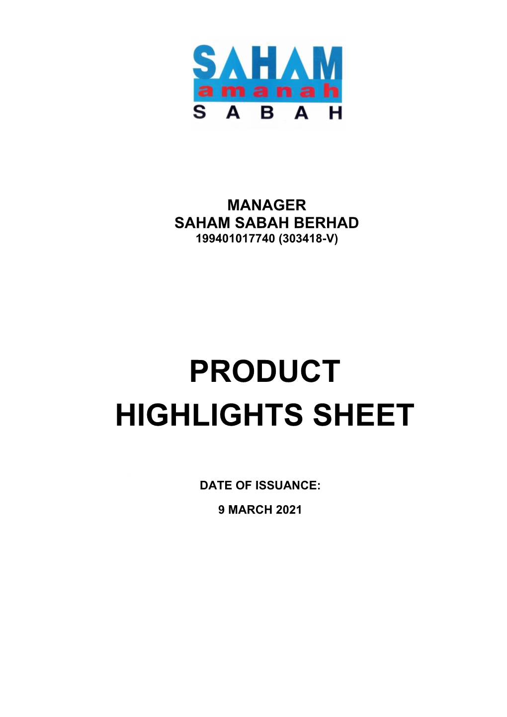 Product Highlights Sheet