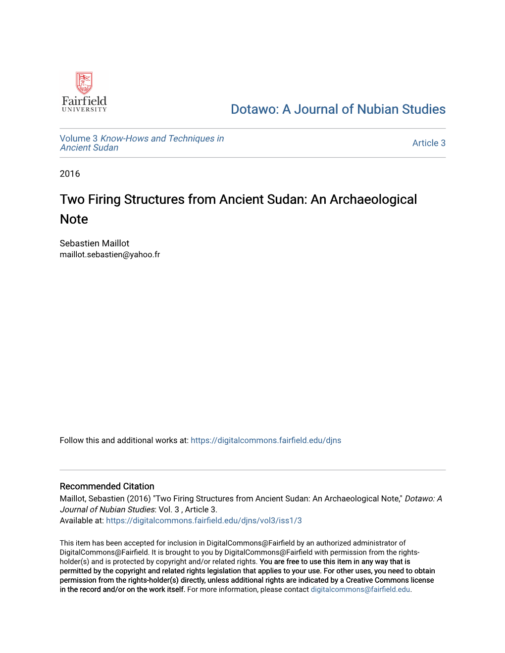 Two Firing Structures from Ancient Sudan: an Archaeological Note