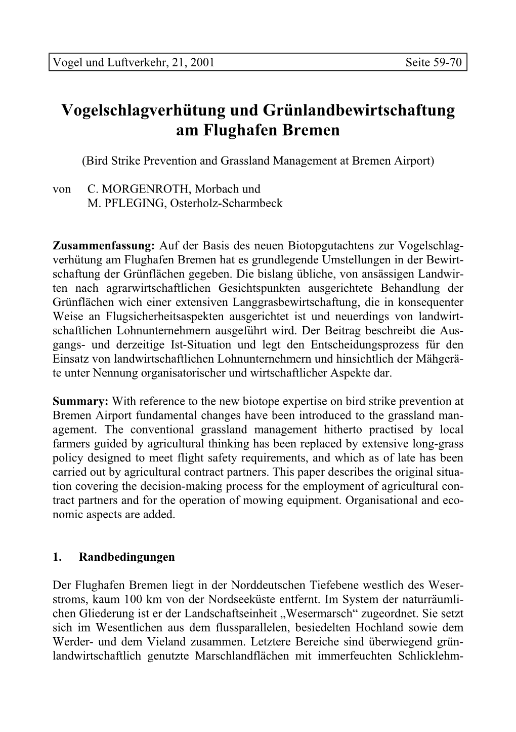 Vogelschlagverhütung Und Grünlandbewirtschaftung Am Flughafen Bremen