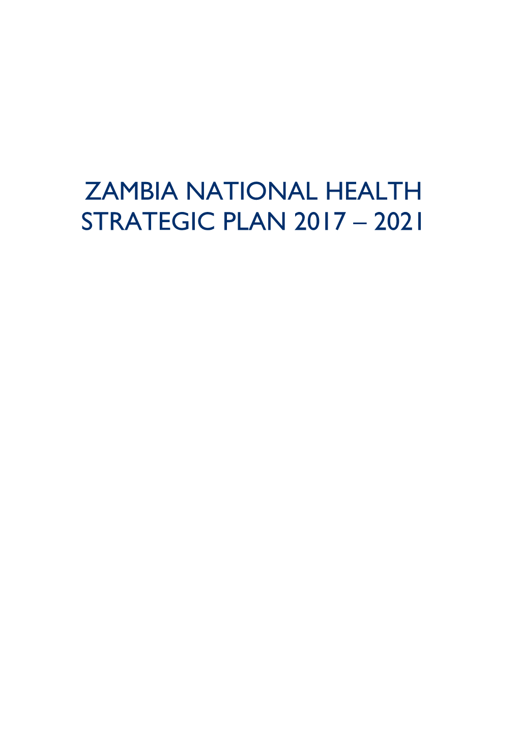 Zambia National Health Strategic Plan 2017 – 2021