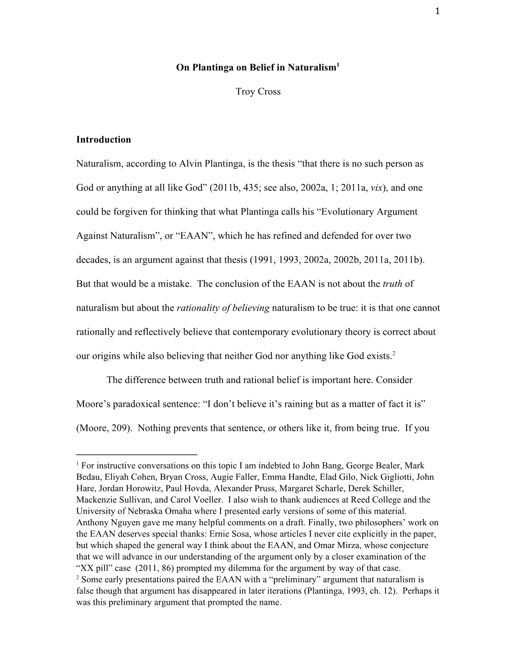 Evolutionary Argument Against Naturalism?” International ​ Journal for Philosophy of Religion 69.3 (2010): 193–204