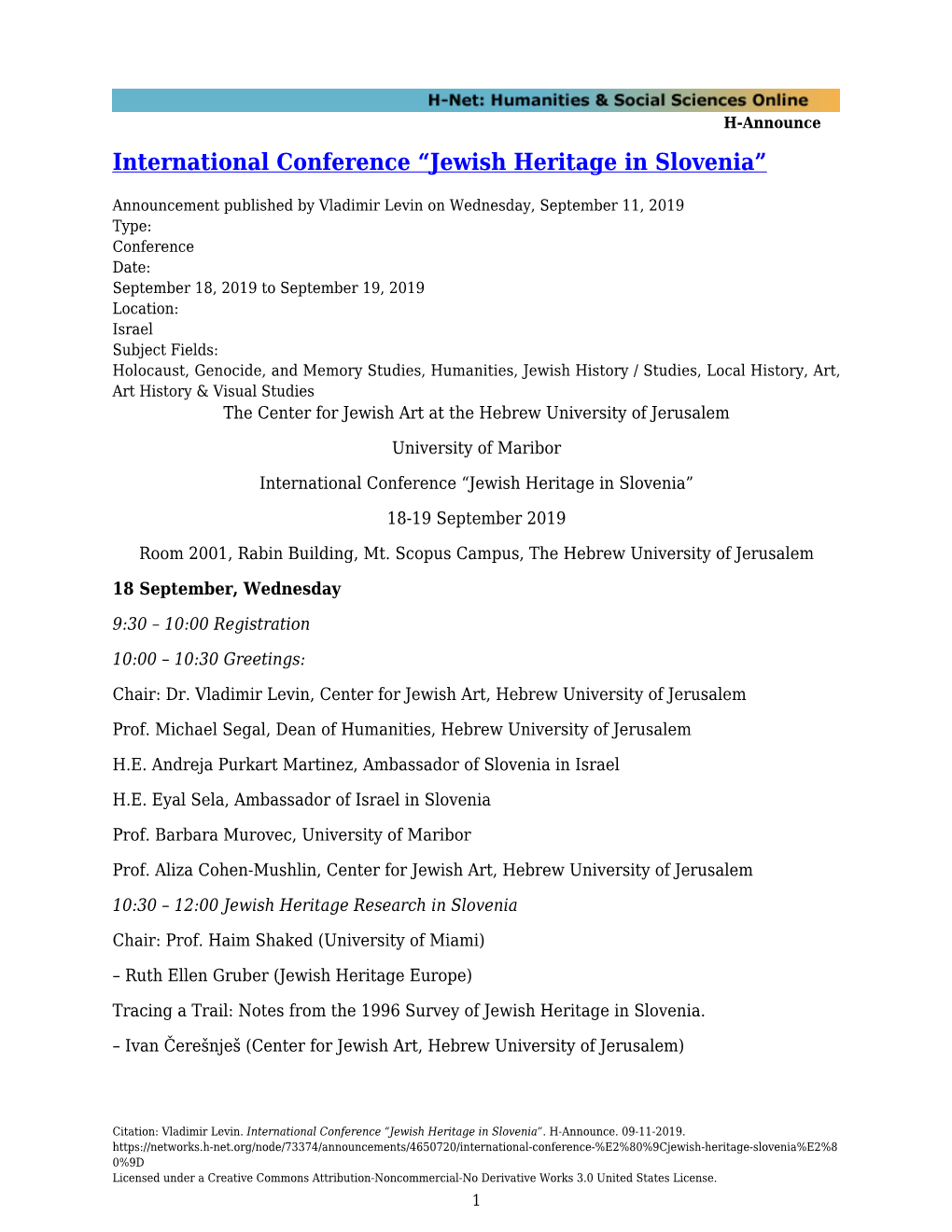 International Conference “Jewish Heritage in Slovenia”