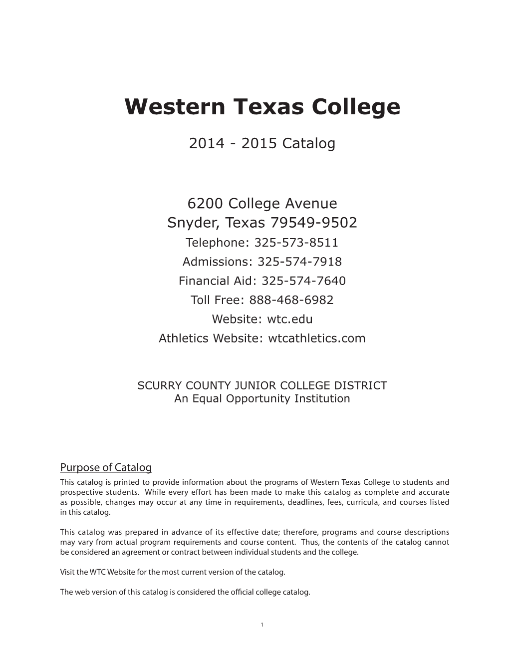 2014-2015 Course Catalog