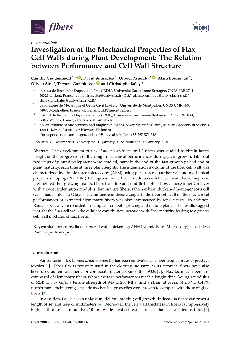 Investigation of the Mechanical Properties of Flax Cell Walls During Plant Development: the Relation Between Performance and Cell Wall Structure