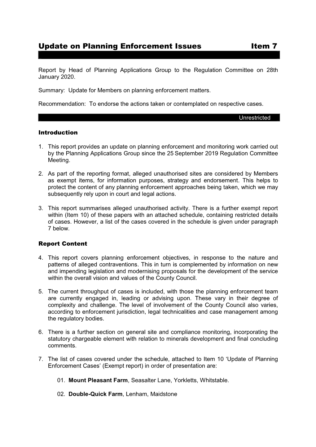 Update on Planning Enforcement Issues PDF 245 KB