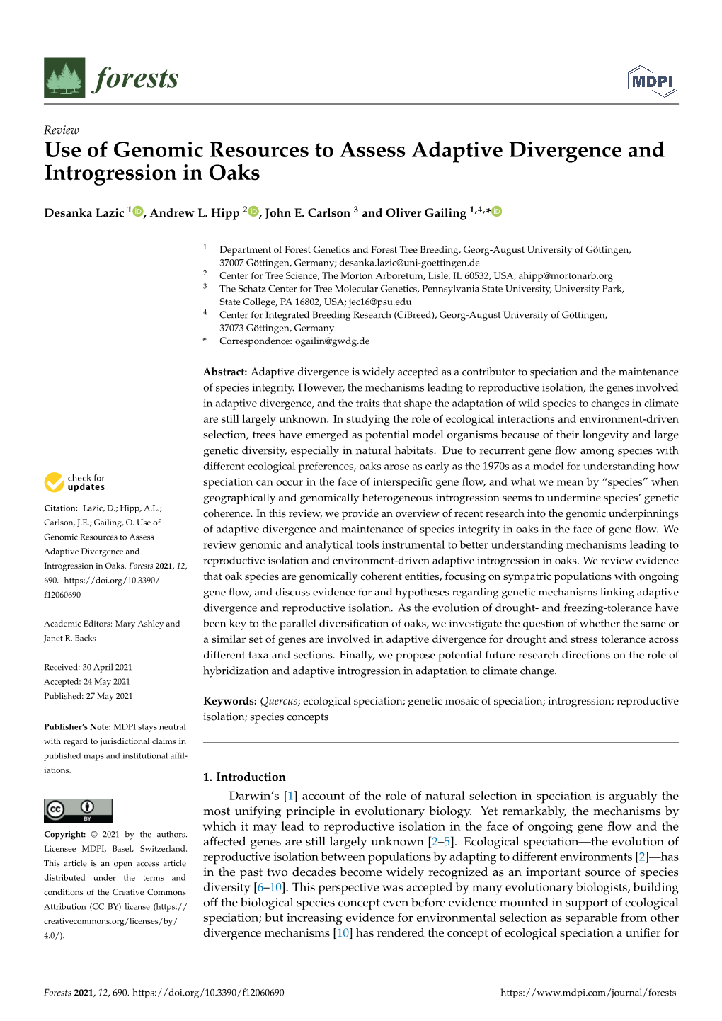 Use of Genomic Resources to Assess Adaptive Divergence and Introgression in Oaks