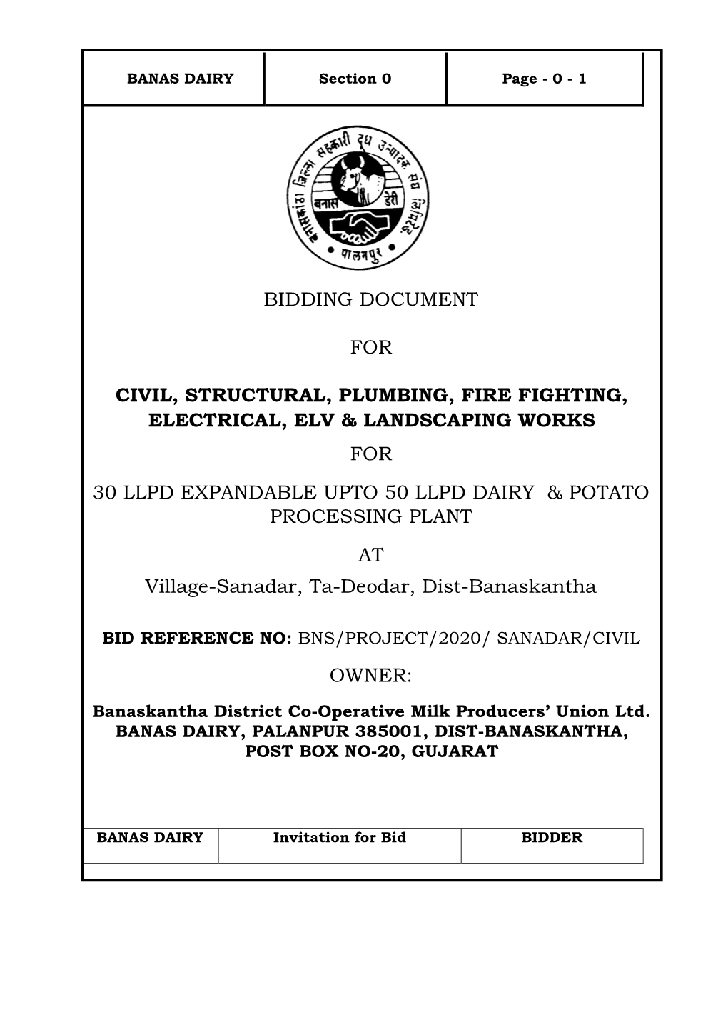 Bidding Document for Civil, Structural, Plumbing, Fire