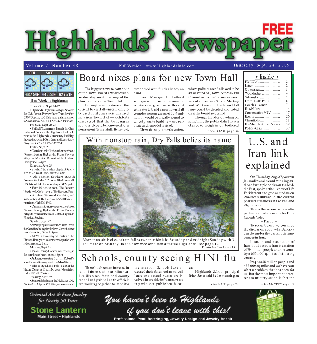 Sept. 24, 2009 • Inside • Board Nixes Plans for New Town Hall FORUM