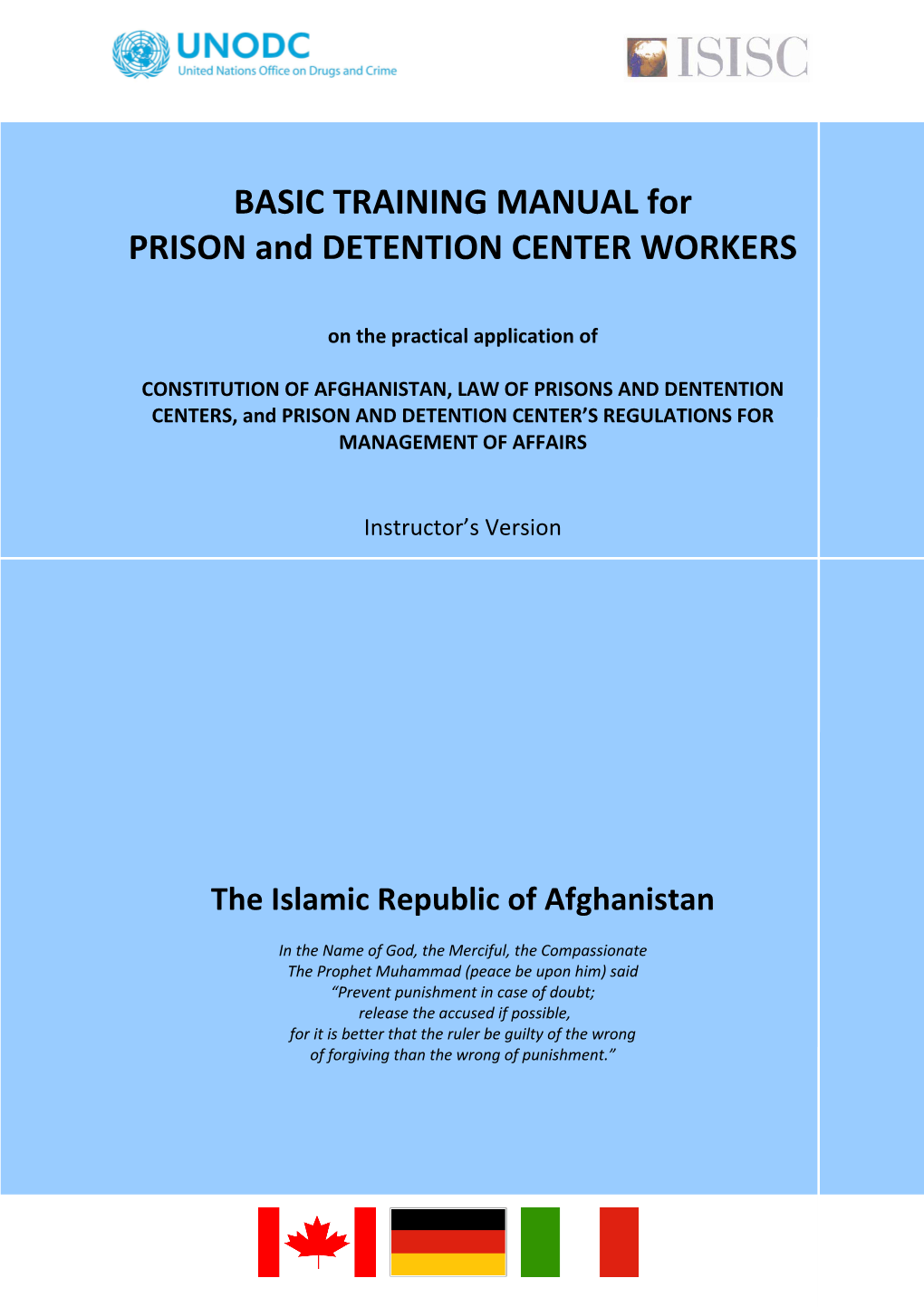 BASIC TRAINING MANUAL for PRISON and DETENTION CENTER WORKERS