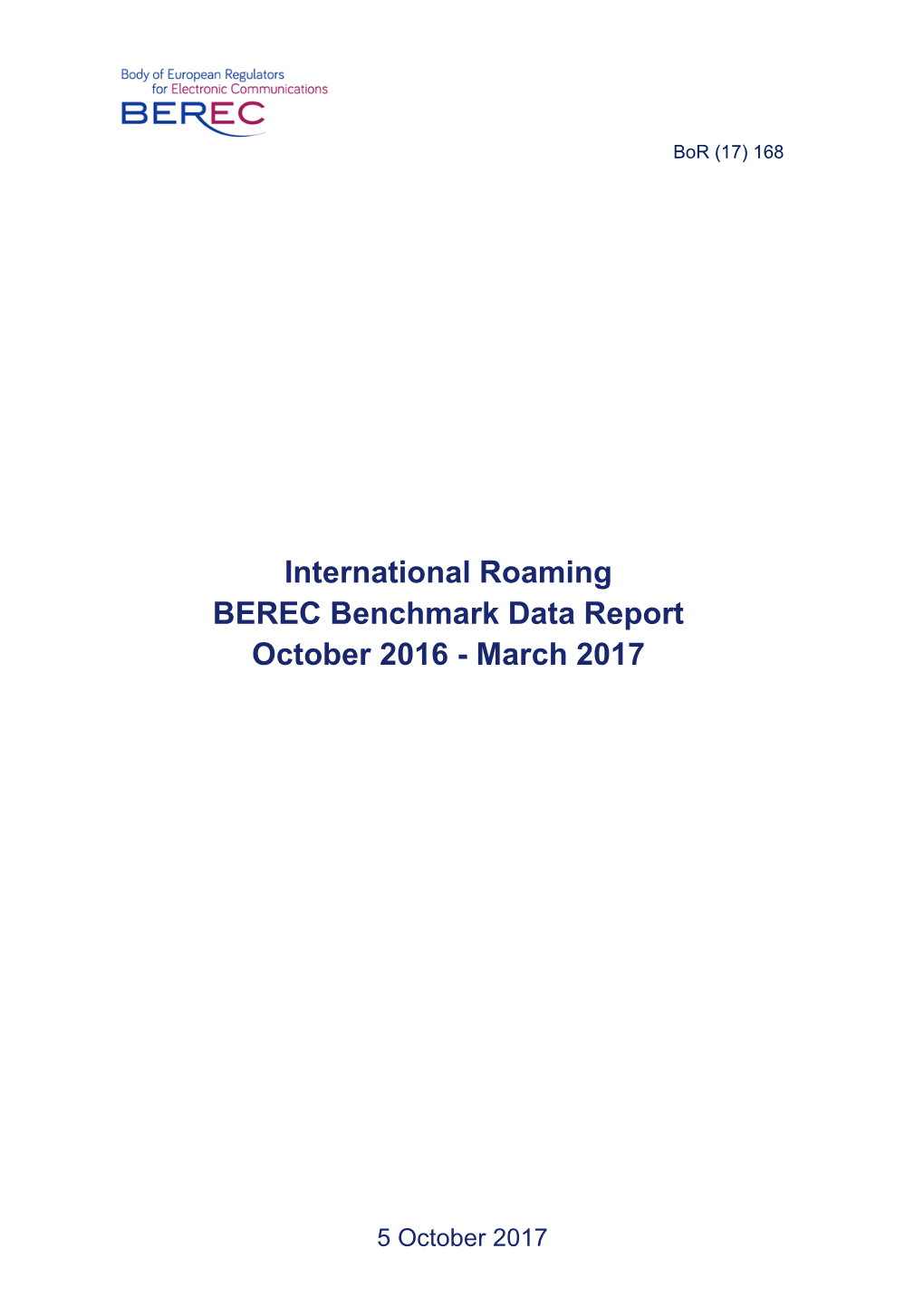 Bor (17) 168 19Th International Roaming BEREC Benchmark Data