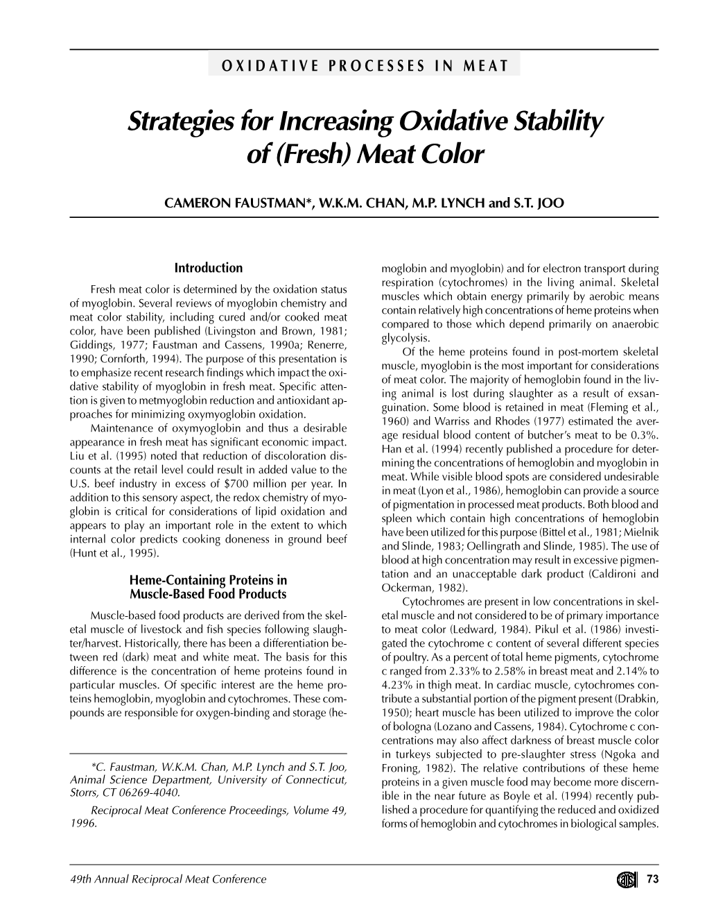 Strategies for Increasing Oxidative Stability of (Fresh) Meat Color