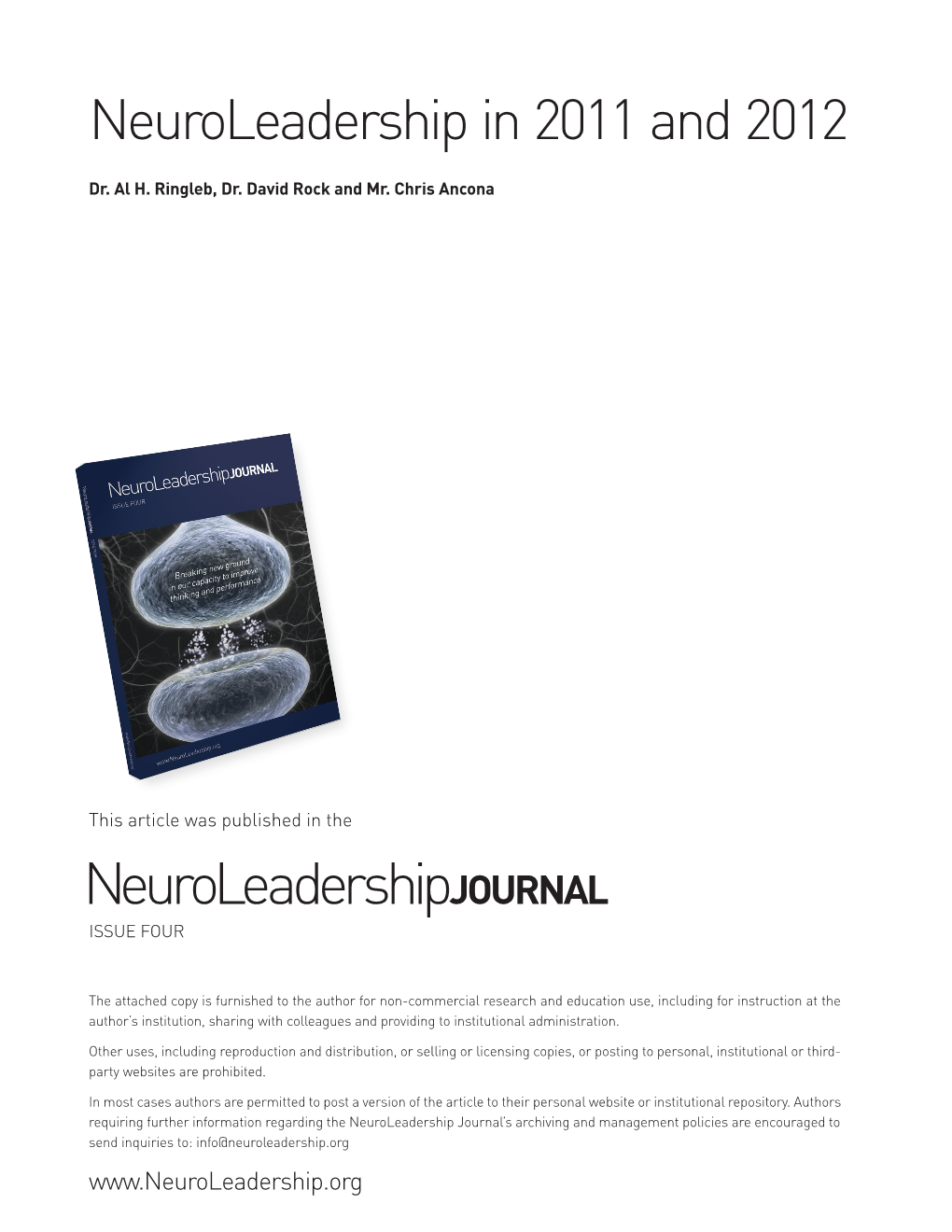 Neuroleadership in 2011 and 2012