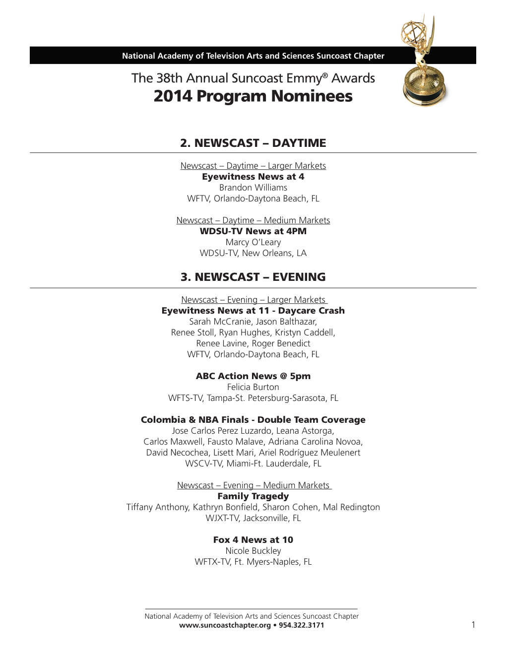 2014 Program Nominees