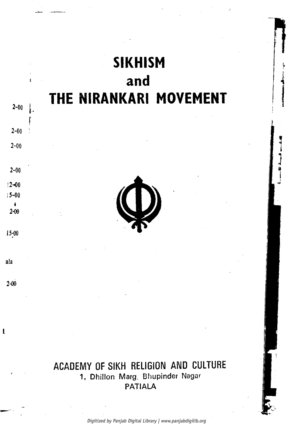 SIKH1SM and the NIRANKARI MOVEMENT 2-00