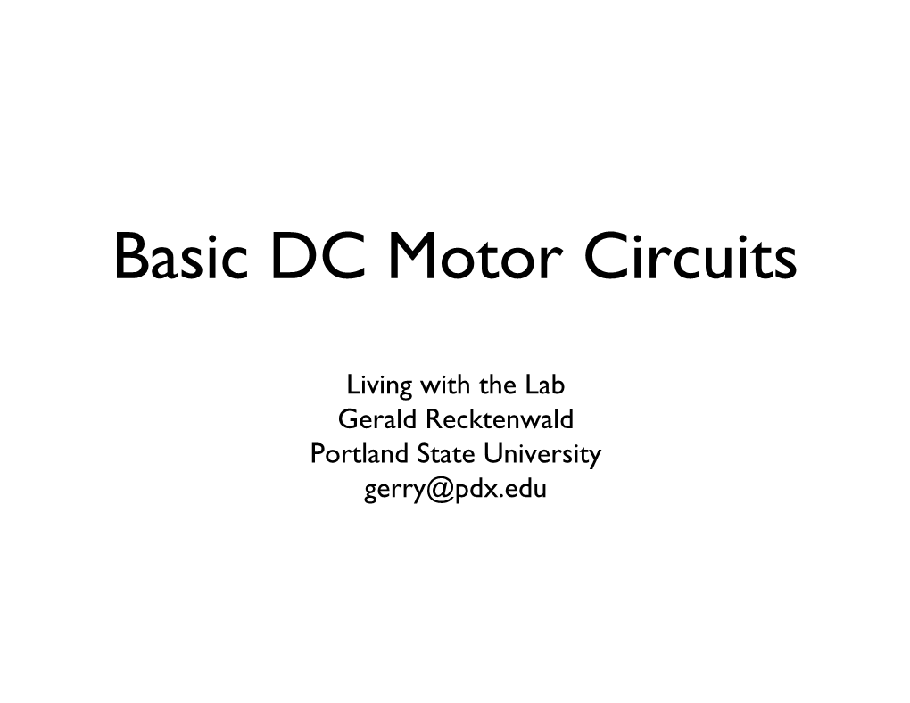 Basic DC Motor Circuits