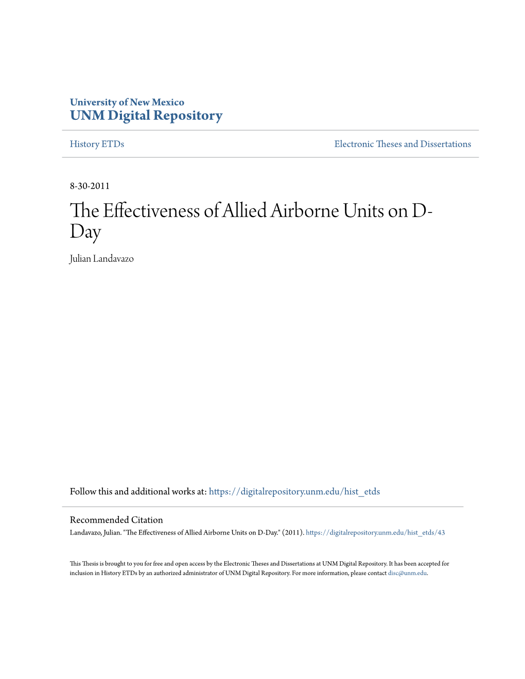 The Effectiveness of Allied Airborne Units on D-Day.