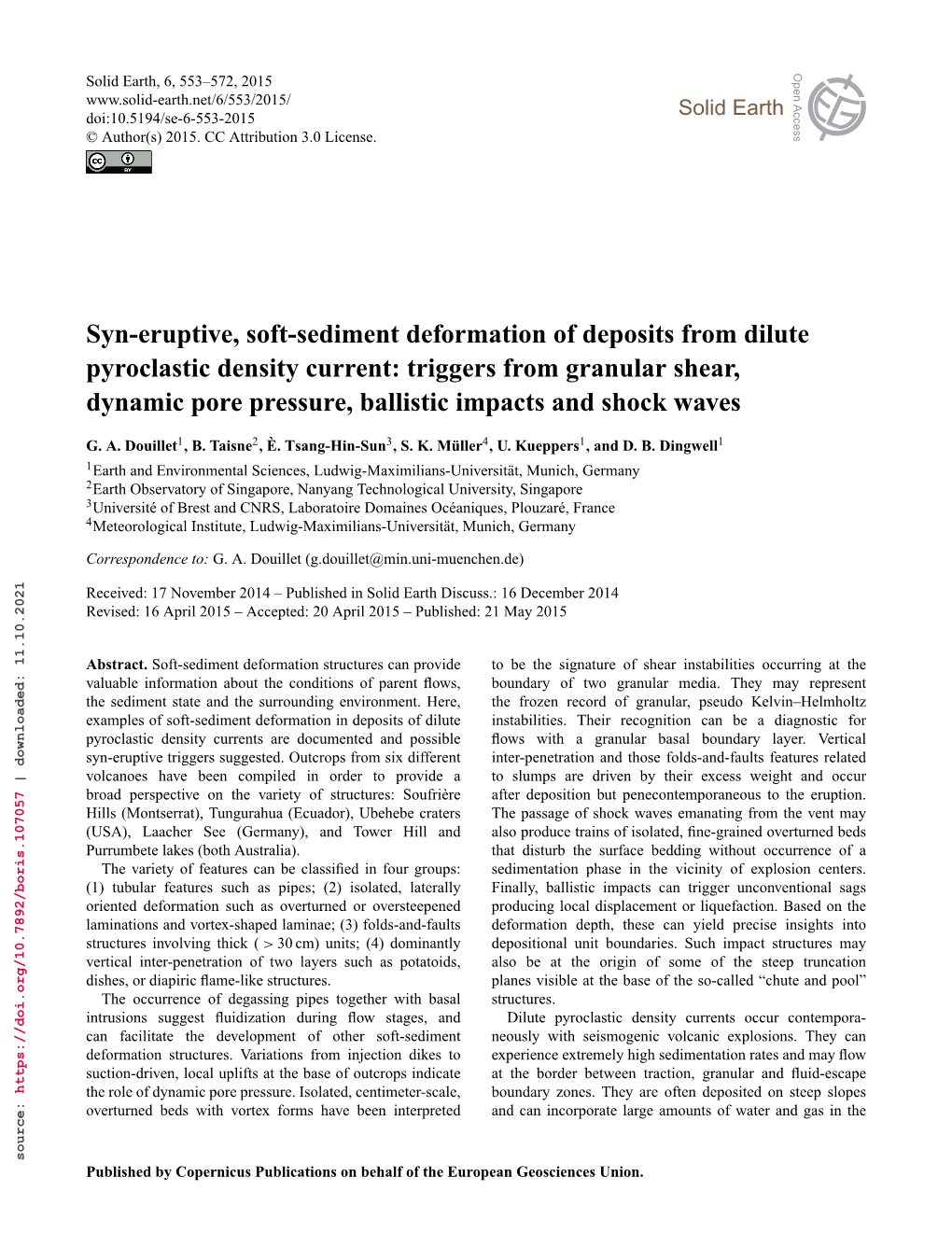 Syn-Eruptive, Soft-Sediment Deformation of Deposits