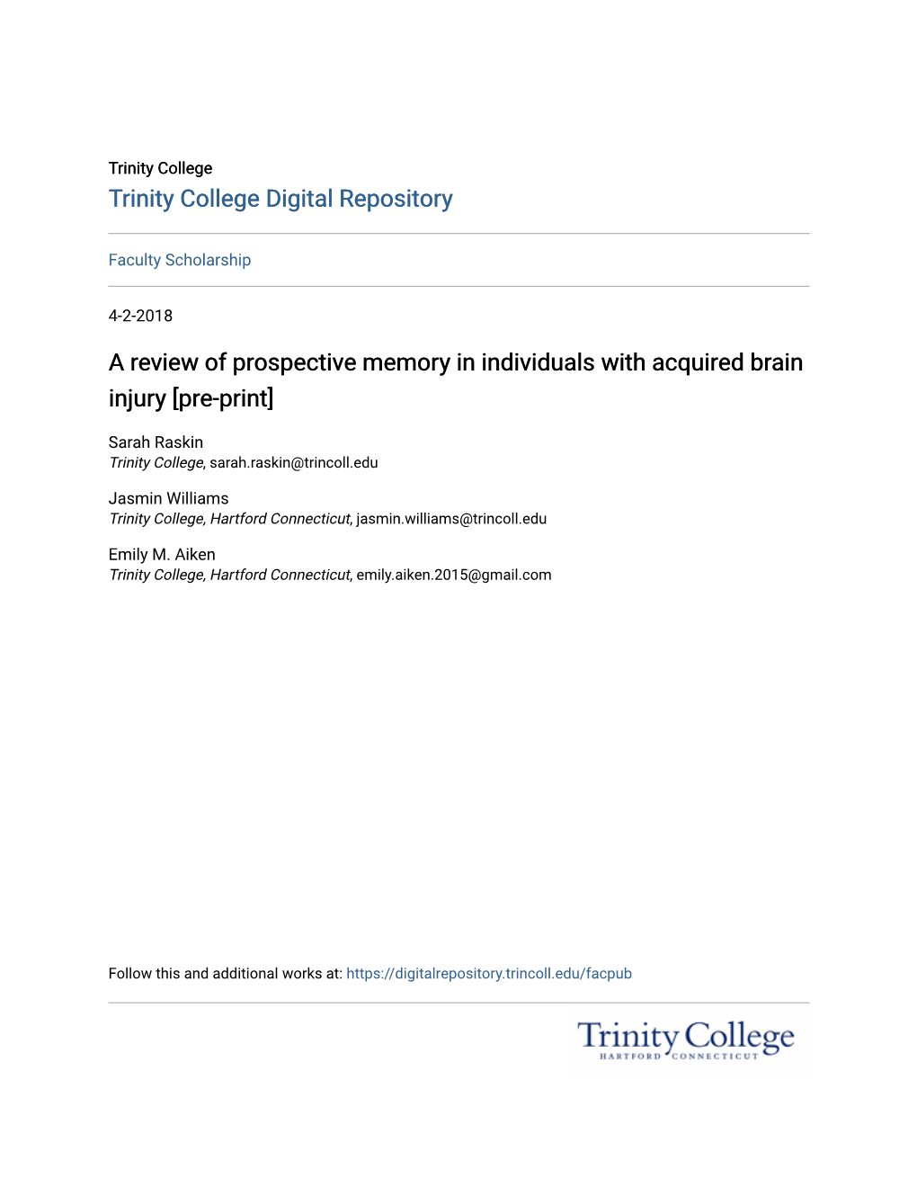 A Review of Prospective Memory in Individuals with Acquired Brain Injury [Pre-Print]